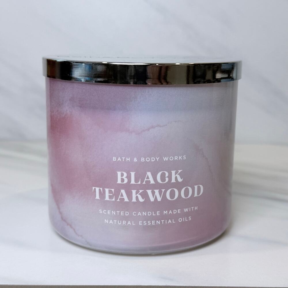 Bath & Body Works Black Teakwood Large Three Wick Candle 14.5 oz